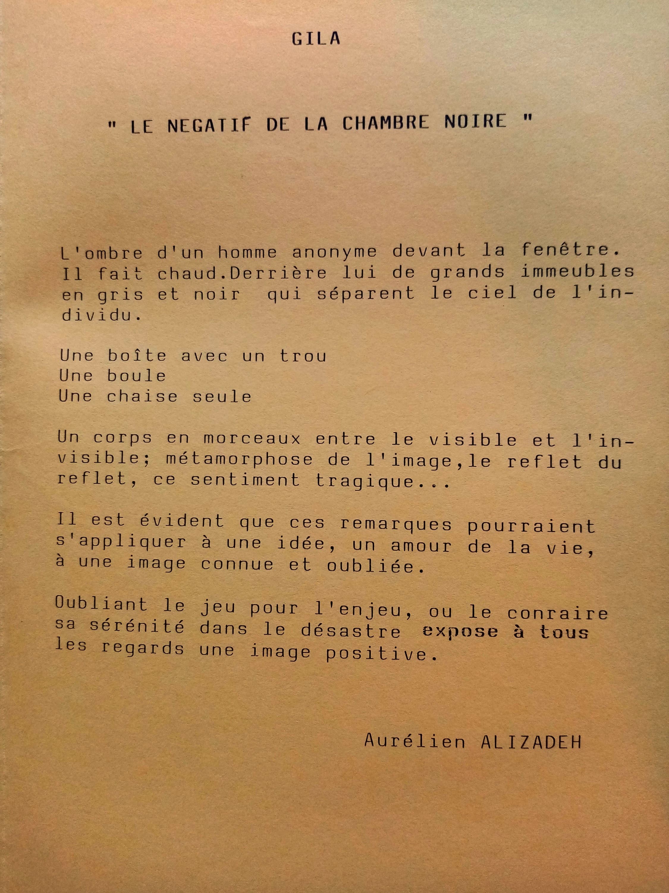 "Le négatif de la chambre noire"